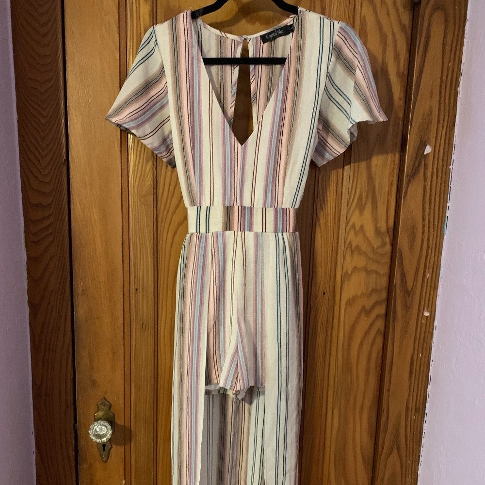 Stripe romper with long dress